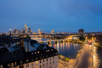 City of Frankfurt am Main skyline at night, Frankfurt, Germany.