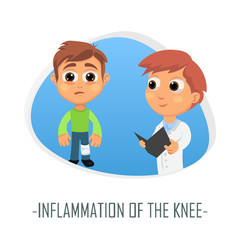 Inflammation of the knee medical concept. Vector illustration.