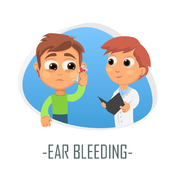 Ear bleeding medical concept. Vector illustration.