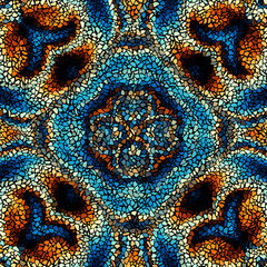 Fototapeta na wymiar Seamless background pattern. Decorative symmetric mosaic pattern.