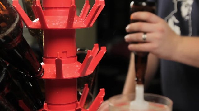 Homebrewer Sanitizing Glass Bottles with Bottle Tree - Home Craft Beer Brewing