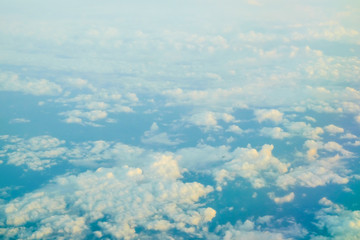 Blue sky with cloudy background above view