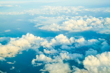 Naklejka na ściany i meble Blue sky with cloudy background above view