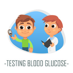 Testing blood glucose medical concept. Vector illustration.