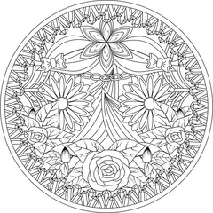 Black and white pattern for adult coloring book. Vector elements for design. Good for design of wrapping and textile.