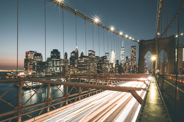 Fototapeta na wymiar Traffic on Brooklyn Bridge - New York