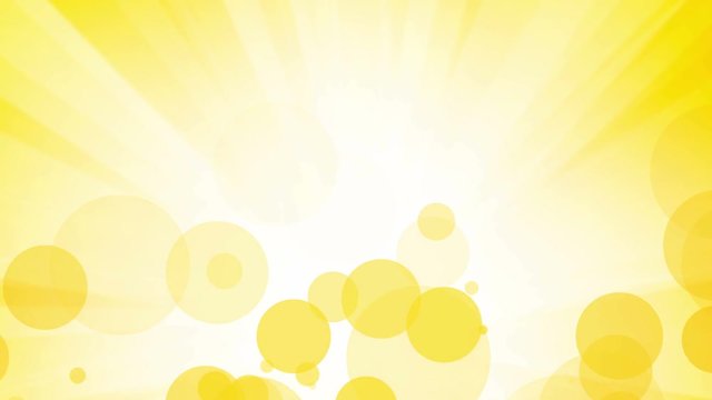 fllying yellow bubbles with rays abstract background
