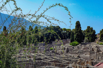 Pompeii - Ancient Roman city near Naples, buried under a layer of volcanic ash as a result of the...