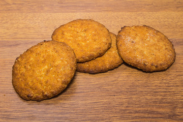 oat cookies on wooden table