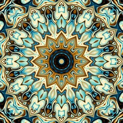 Abstract square background. Symmetric round decorative ornament pattern