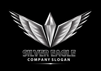 Obraz premium Silver eagle logo company design on black background vector illustration.