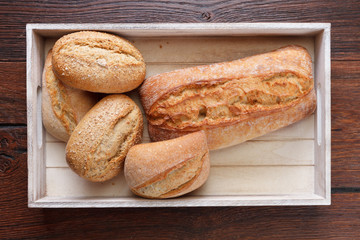 ciabatta and spelt bread in a box 