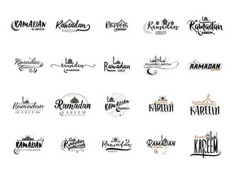 Ramadan Kareem - Handmade template. Isolated vector object logo is a badge for your design - obrazy, fototapety, plakaty