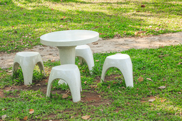 Marble table set in the garden