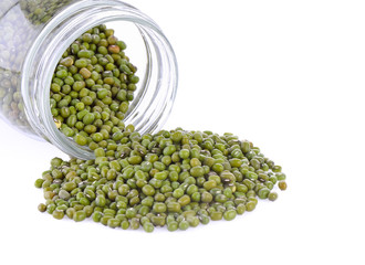 Green beans on white background
