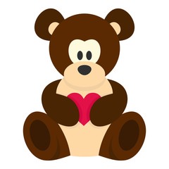 Obraz premium Teddy bear with pink heart icon isolated