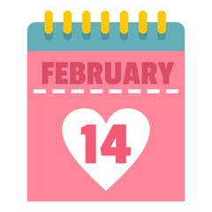 Pink Valentines day calendar icon isolated