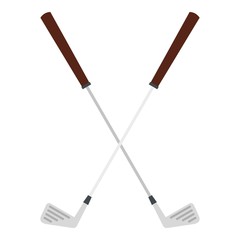 Crossed golf clubs icon isolated
