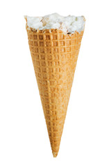 Snack horn with ice cream isolated on white background
