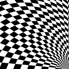Black and white checkered curve pattern design for abstract background concept