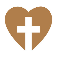 christian cross with heart isolated icon vector illustration design