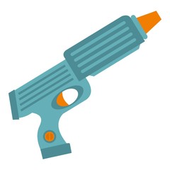Blue plastic water gun icon isolated