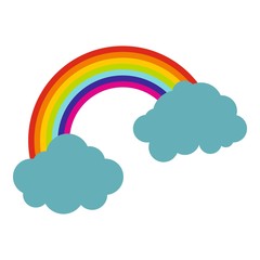 Rainbow and clouds icon isolated