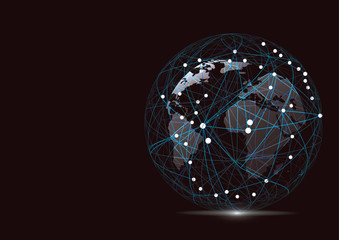 World map point, line, composition, representing the global, Global network connection,international meaning.