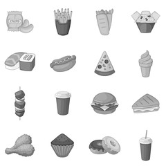 Fast food icons set monochrome