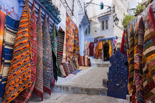 Magasin de tapis &agrave; Chefchaouen, Maroc