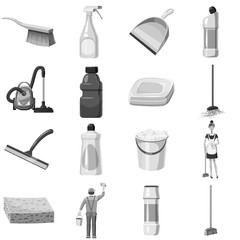 Fototapeta na wymiar Cleaning icons set monochrome