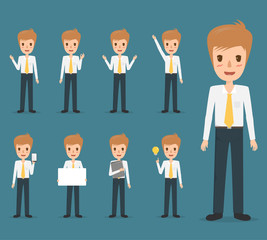 set of business man character in job. occupation people. avatar vector flat design.