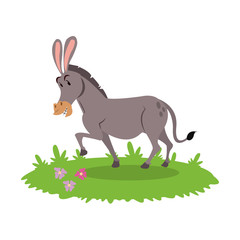 Fototapeta na wymiar Donkey cartoon icon. Animal cute adorable and creature theme. Isolated design. Vector illustration