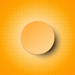 3d orange circle paper vector design on white halftone dots pattern with orange background for abstract concept