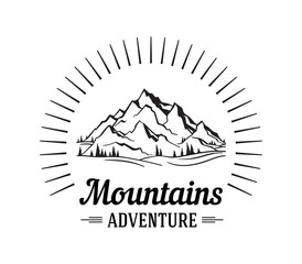 Vector mountain with texture. Sketch illustration with quote. The mountain are calling and i must go