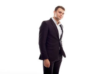 business men smiling on white