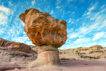 Stone mushroom is a unique geological formation from Jurassic period in Timna park that is located 25 km north of Eilat - famous resort city in Israel
