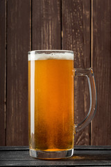 beer glass on a wooden background