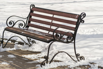 bench winter snow