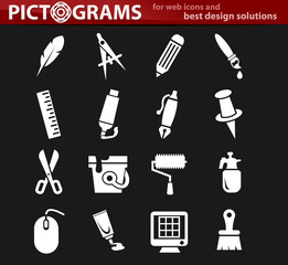 art tools icon set