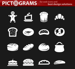 Bakery products icons set