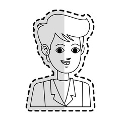 young man portrait  cartoon icon image black line vector illustration design 