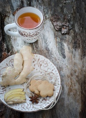 Gingerbread cookies with a mug of tea