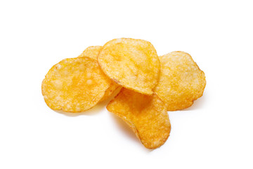 Potato chips isolated on white background
