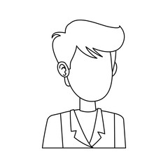 faceless young man cartoon icon image black line vector illustration design 