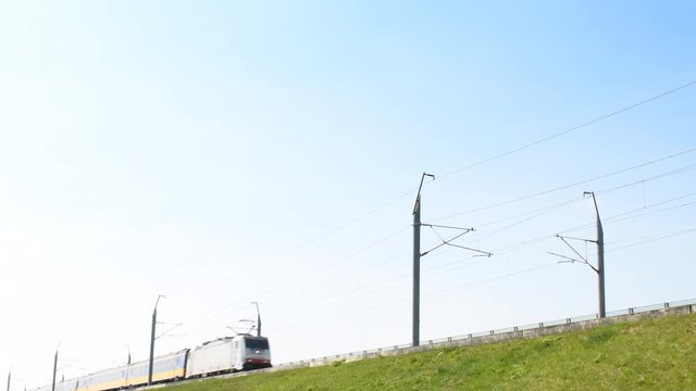 Intercity train of the Dutch Railways or NS- Nederlandse Spoorwegen  passing