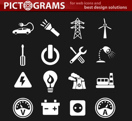 electricity icon set