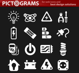 electricity icon set