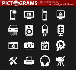 Electronics repair icons set
