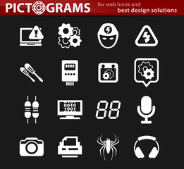 Electronics repair icons set